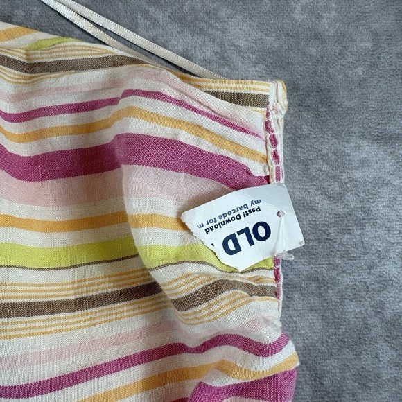 Old Navy Dress Womens XL Beige Striped O-Ring Halter Romper Pink Stripe NEW - Picture 2 of 11